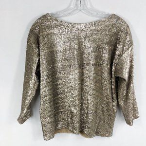 Revolve Line & Dot | Gold Sequins Boatneck Top
